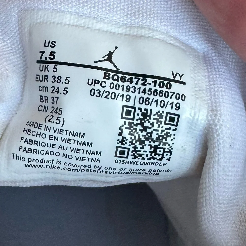 Nike Air Jordan 1-Mid White Leather High-Top Sneakers size 7.5